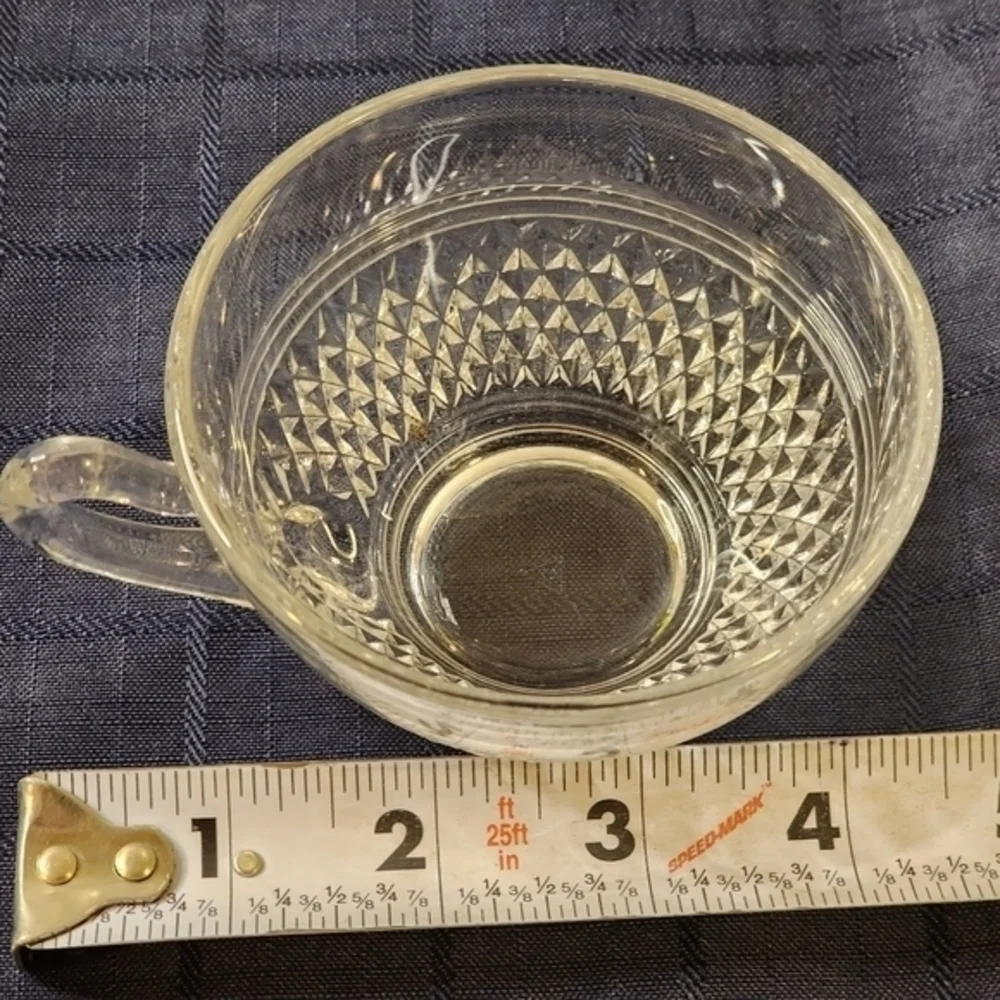 Vintage Diamond Shaped Clear Cut Glass‎ Coffee/Tea Cup